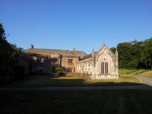 Front of mansion with chapel